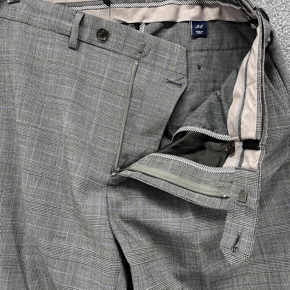 Lands‎ End Pants Womens 34 Gray Plaid Bootcut cuffed flat front pocket - Picture 5 of 16